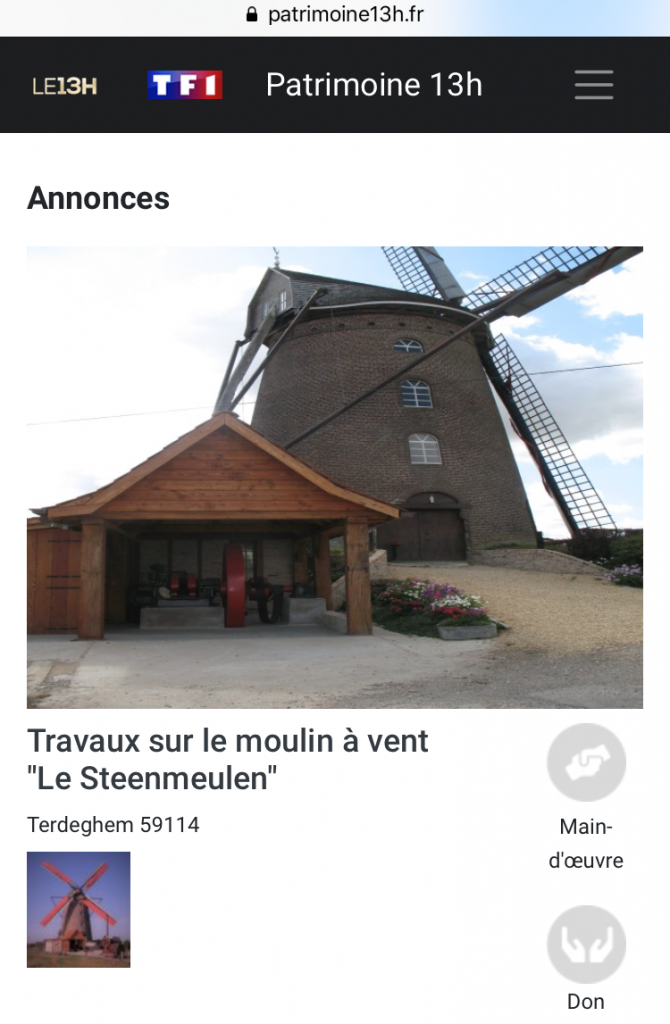 Annonce patrimoine 13h Steenmeulen